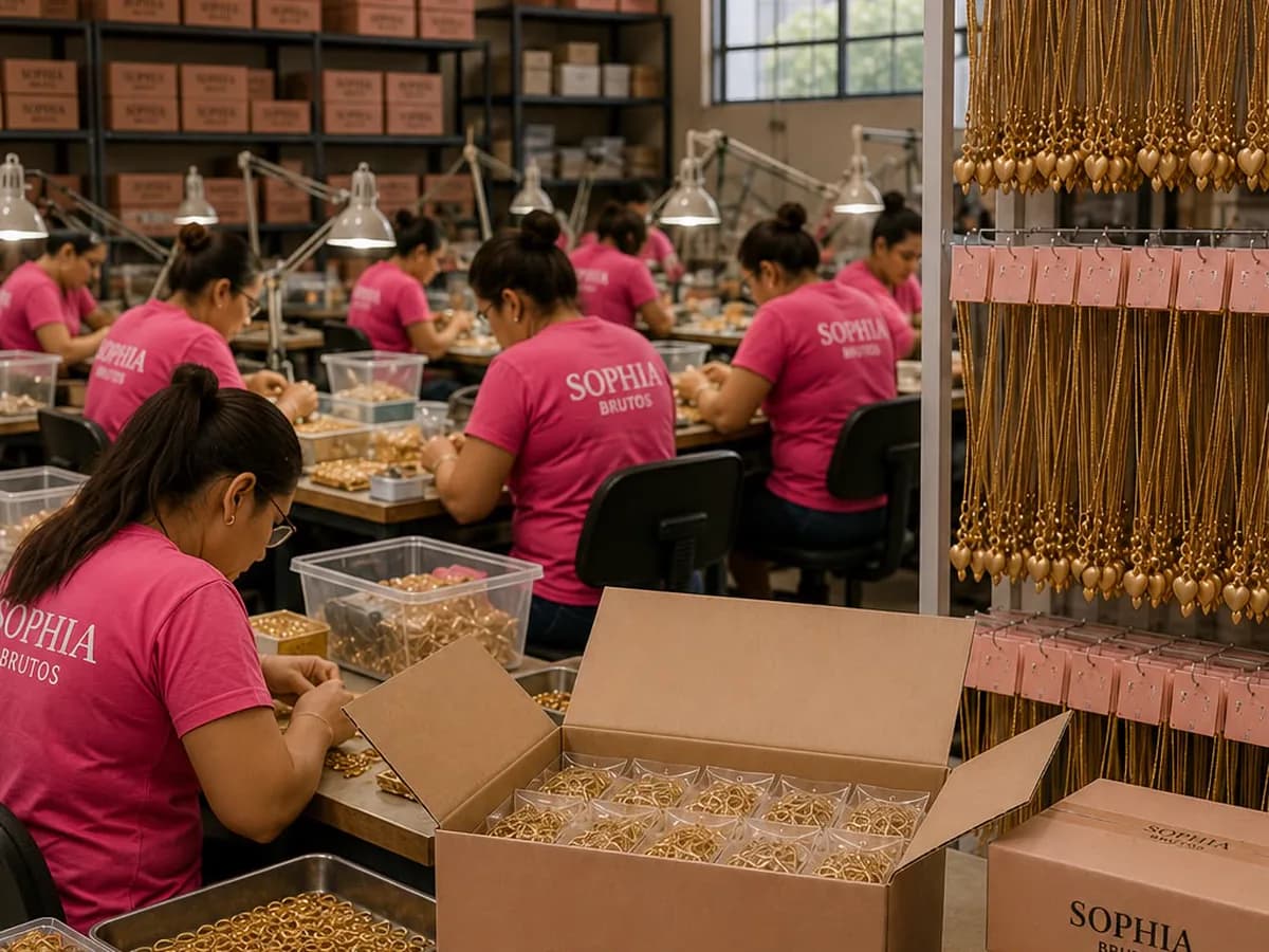 Equipe da Sophia Brutos na linha de produção própria